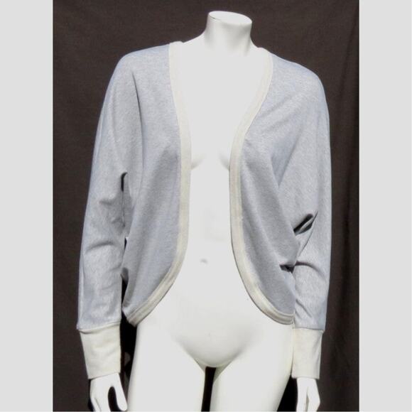 Joan Vass‎ Heather Gray Sweatshirt Dolman Sleeve Cardigan Size Small - Picture 1 of 10
